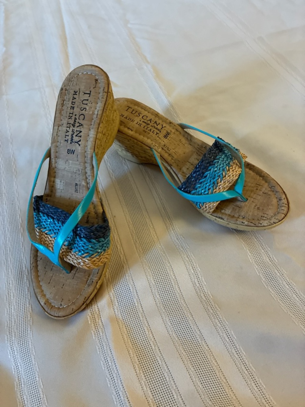 Blue Braided Cork Wedge Sandals - Women's - Picture 5 of 5